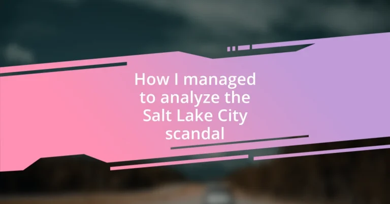 How I managed to analyze the Salt Lake City scandal