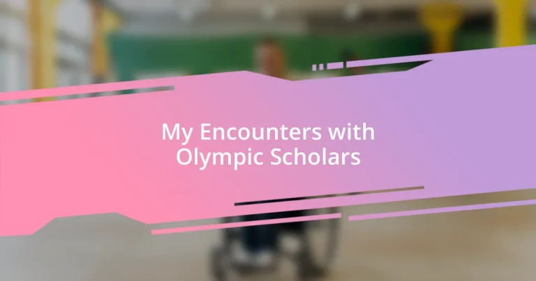 My Encounters with Olympic Scholars