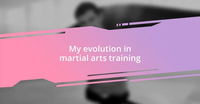 My evolution in martial arts training