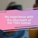 My experience with the aftermath of the 1984 Games