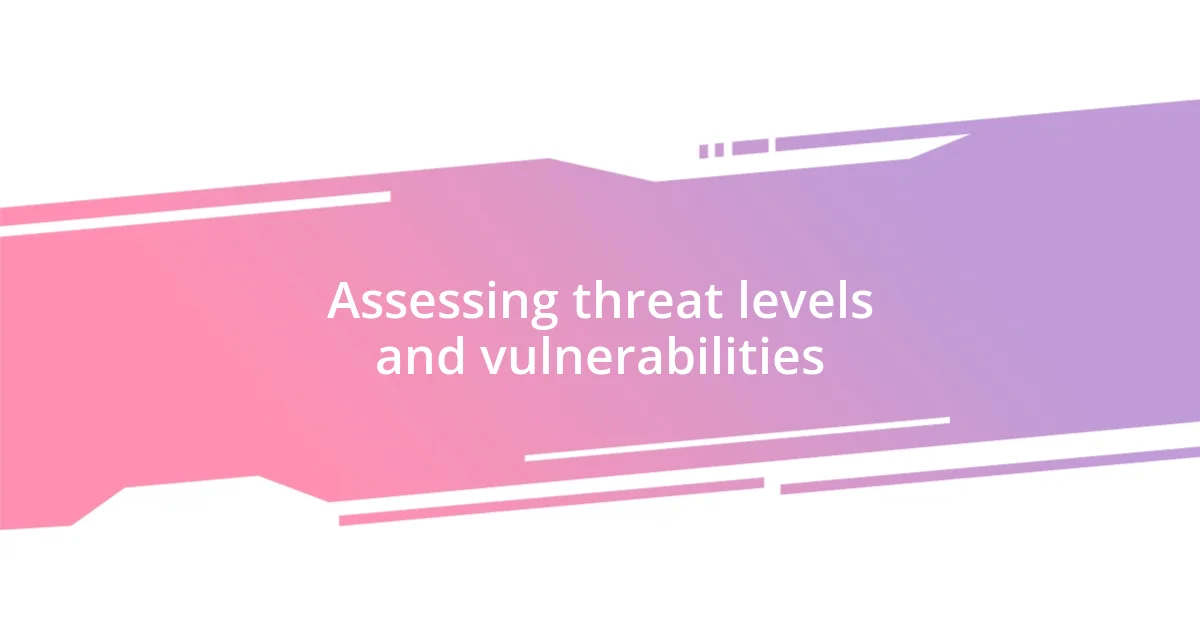 Assessing threat levels and vulnerabilities